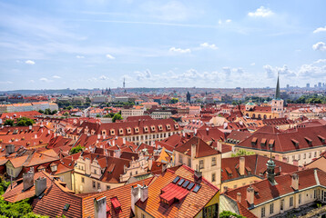 Fototapeta premium Prague, Czech Republic - July 16, 2024: City views from the hills surrounding Prague in the Czech Republic 