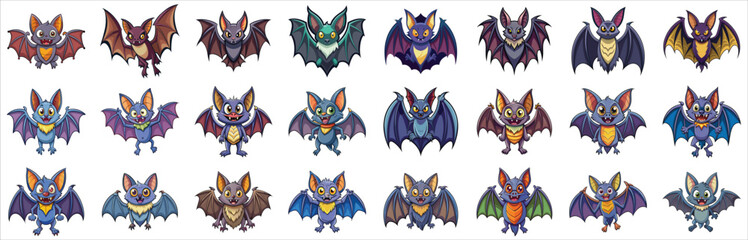 Bat cartoon set 
