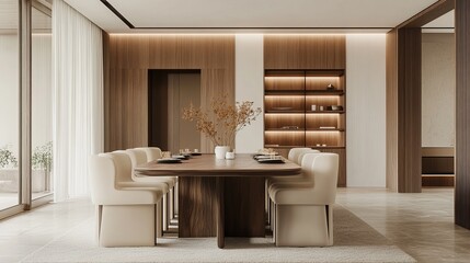 House mockup, comfortable contemporary dining room background, 3D render