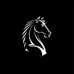Black Chess Knight Horse Stallion Warrior silhouette logo design