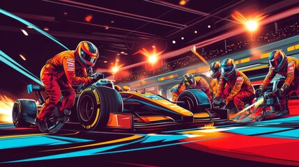 Obraz premium High-Speed Pit Stop