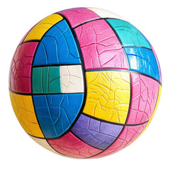 Fototapeta premium Colorful puzzle ball with unique segment patterns, cutout transparent png