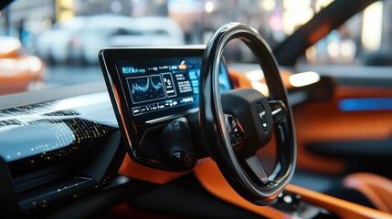 Modern Car Interior with Digital Dashboard