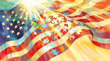 Colorful American Flag Puzzle