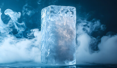 A glass of Ice Cubes with a Misty Background design