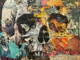 Fototapeta premium Abstract Skull Collage with Human Eye