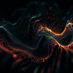 Obraz premium Abstract gradient hologram dynamic wave of particles. Digital wallpaper technology background