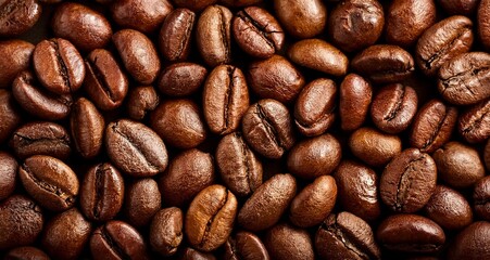 Obraz premium Primer plano de granos de café tostado