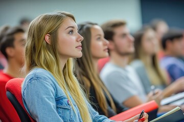 Students listening intently to a teacher's lecture, taking notes and participating in discussions to deepen their understanding of the subject matter