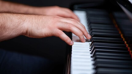 Obraz premium Close up of Hands Playing Piano Keys Musical Performance Musician