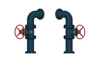 set of gate valve on white background