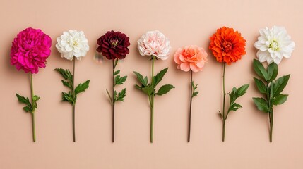 Obraz premium Colorful Blooming Flowers Isolated on Pastel Background Floral Arrangement Wedding Deco