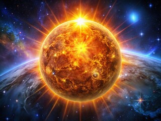Obraz premium Stunning View of the Sun in Space Highlighting Solar Activity and Cosmic Surroundings