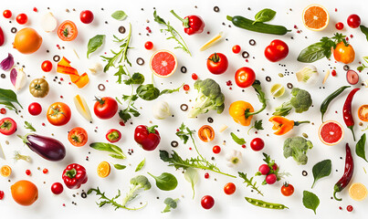 vegetable and fruits photo or illustrator on white background