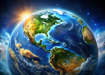 Naklejka premium Stunning Visuals of Continents and Oceans Showcasing Earth's Geography and Natural Wonders