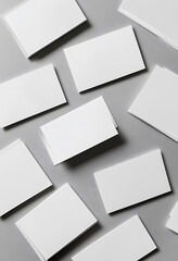 Minimalist Blank Stationery Mockup with Pencil on Gray Background"