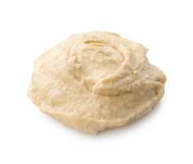 Sample of delicious hummus isolated on white