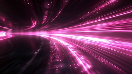 Fototapeta premium A pink and black image of a train with a pink streak