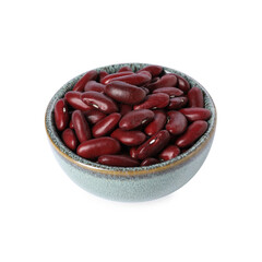 Dried red beans in bowl isolated on white