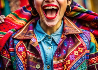 Fototapeta premium Subtle indication of excitement represented by bulge in clothing, focusing on fabric and texture details