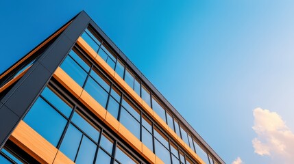 Modern Office Building Glass Facade Architecture Blue Sky Design