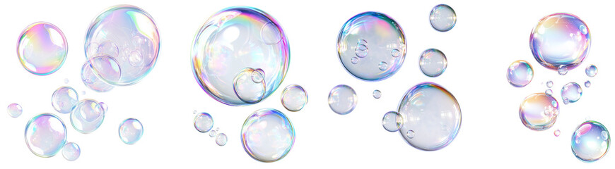 Colorful Bubbles on Transparent Background, isolated on transparent background.