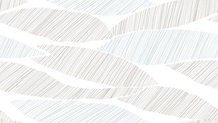 Abstract seamless pattern featuring leaf-like diagonal lines with soft neutral brown and blue tones