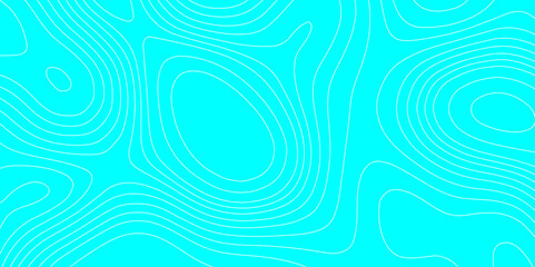 Abstract monochrome image lines contour maps background, topographic map white lines cyan background abstract vector illustration map mockup infographics wavy style geographic mountain relief. 