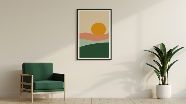 Versatile poster mockup in a modern environment, suitable for events or promotions, showcasing a sleek and stylish design to highlight your content effectively. High resolution Illustration, in the