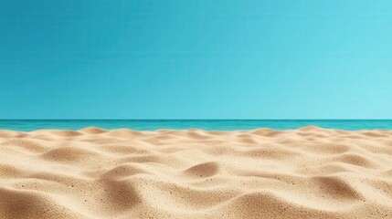 Summer Beach Background   Sandy Shore  Ocean View  Blue Sky