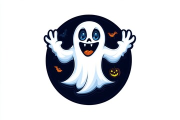 Obraz premium Simple ghost outline, representing a Halloween ghost decoration in a minimalist style