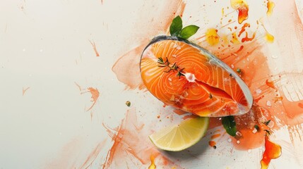 Fototapeta premium A Slice Of Salmon Fish On White Background