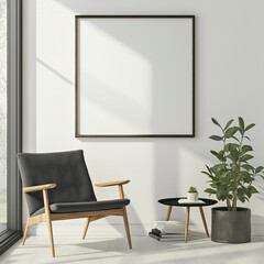 Blank Square Wall Art Frame In 1:1 Size For Mockup, Perfect For Showing Art Or Making A Visual Impression How The Art Piece Will Hang On The Wall