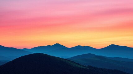 Fototapeta premium Stunning Sunset Over Mountain Range Landscape Photography