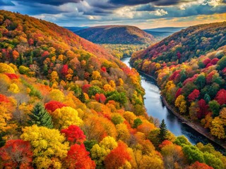 Vibrant Autumn Colors of Fall Foliage in the Delaware Water Gap National Recreation Area