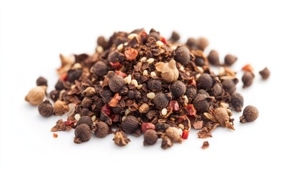 A pile of mixed spices, showcasing a variety of textures and colors for culinary use.