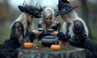 Mystical figure: the presence of a witch, embodying ancient lore and magic, evoking the mystery and power of sorcery, set against dark enchantment and supernatural elements.