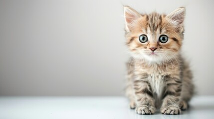 Cute Kitten with Big Eyes and Fluffy Fur