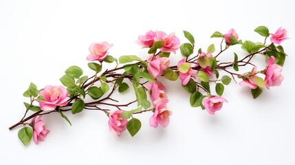 Naklejka premium Delicate Pink Flowers on a White Background