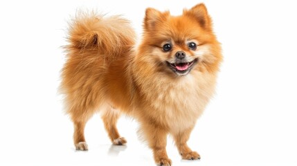 Obraz premium Cute Pomeranian Standing on White Background