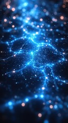 A mesmerizing abstract representation of blue glowing connections resembling a cosmic network.