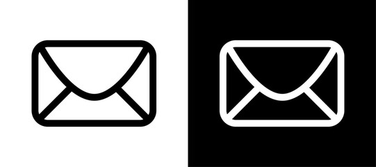 Black and white envelope icons representing email communication and digital messaging