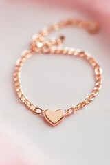 Elegant Rose Gold Heart Bracelet on Soft Background
