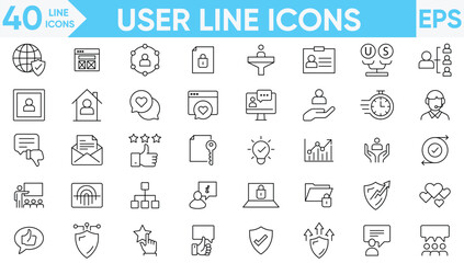 Users line icons vector and illustrator set