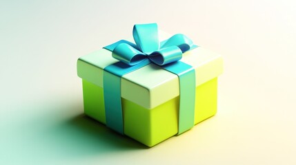Fototapeta premium A colorful gift box with a ribbon, symbolizing celebration and surprise.