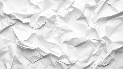 Fototapeta premium Close-up of crumpled white paper texture, with natural creases and folds creating depth and shadow