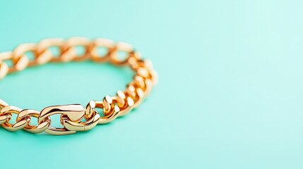 Elegant Gold Chain Bracelet on Mint Background