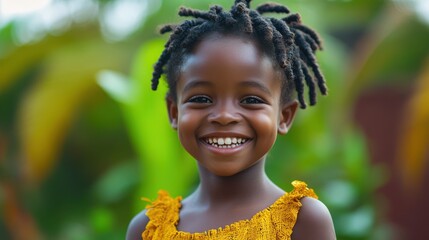 Portrait of a Smiling African Girl with Dreadlocks