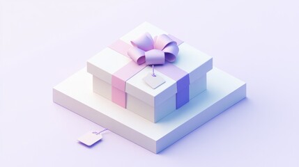 Fototapeta premium A pastel-colored gift box with a bow, symbolizing celebration and giving.