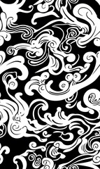 Fototapeta premium Chinese-inspired doodle tile seamless patterns in an illustrator graphic style